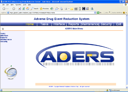 ADERS ® Main Menu