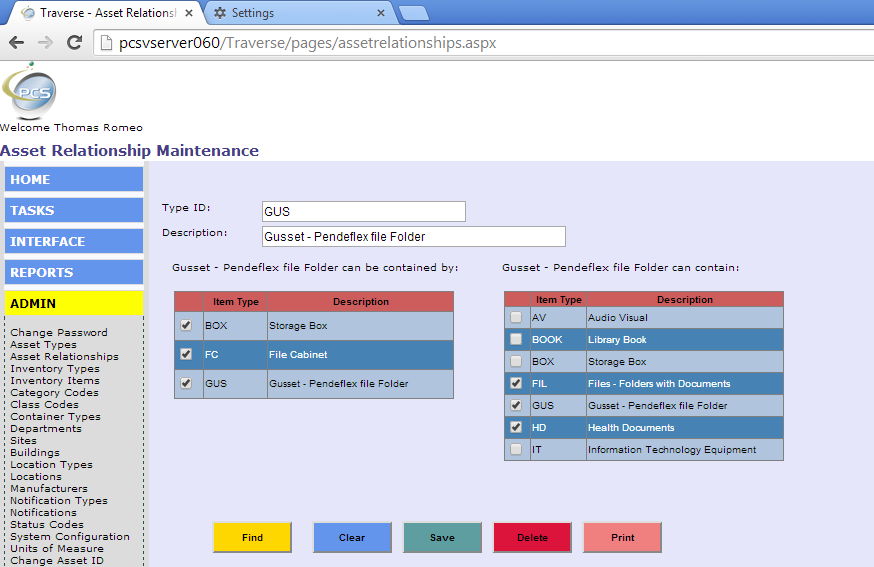 Traverse is ideal for a file tracking system.  Set up gussets (pendelex folders) to contain files.